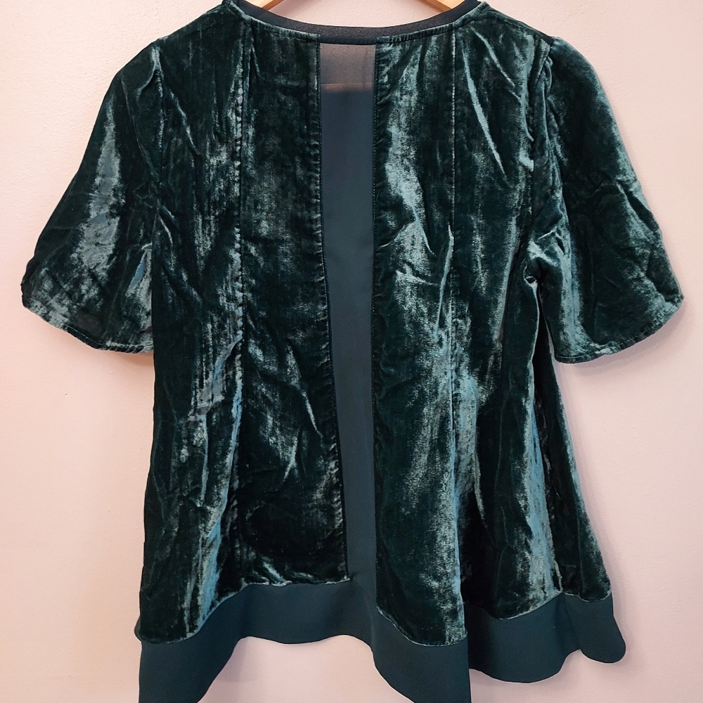 Anthropologie Maeve Short Sleeve Velvet Swing Top Blouse Size XS - Picture 8 of 12